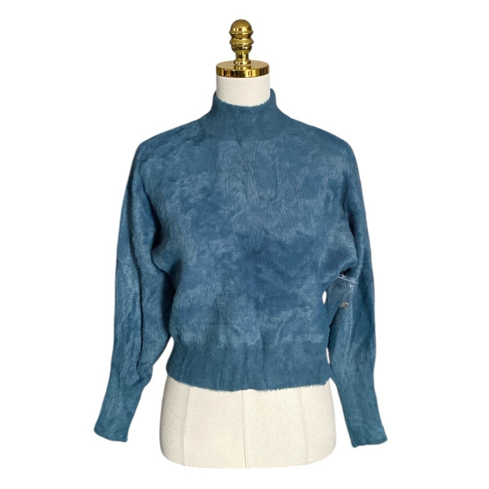 Bailey 44 Cropped Fuzzy Mock Neck Long Sleeve Cropped Pullover Sweater Sz Small